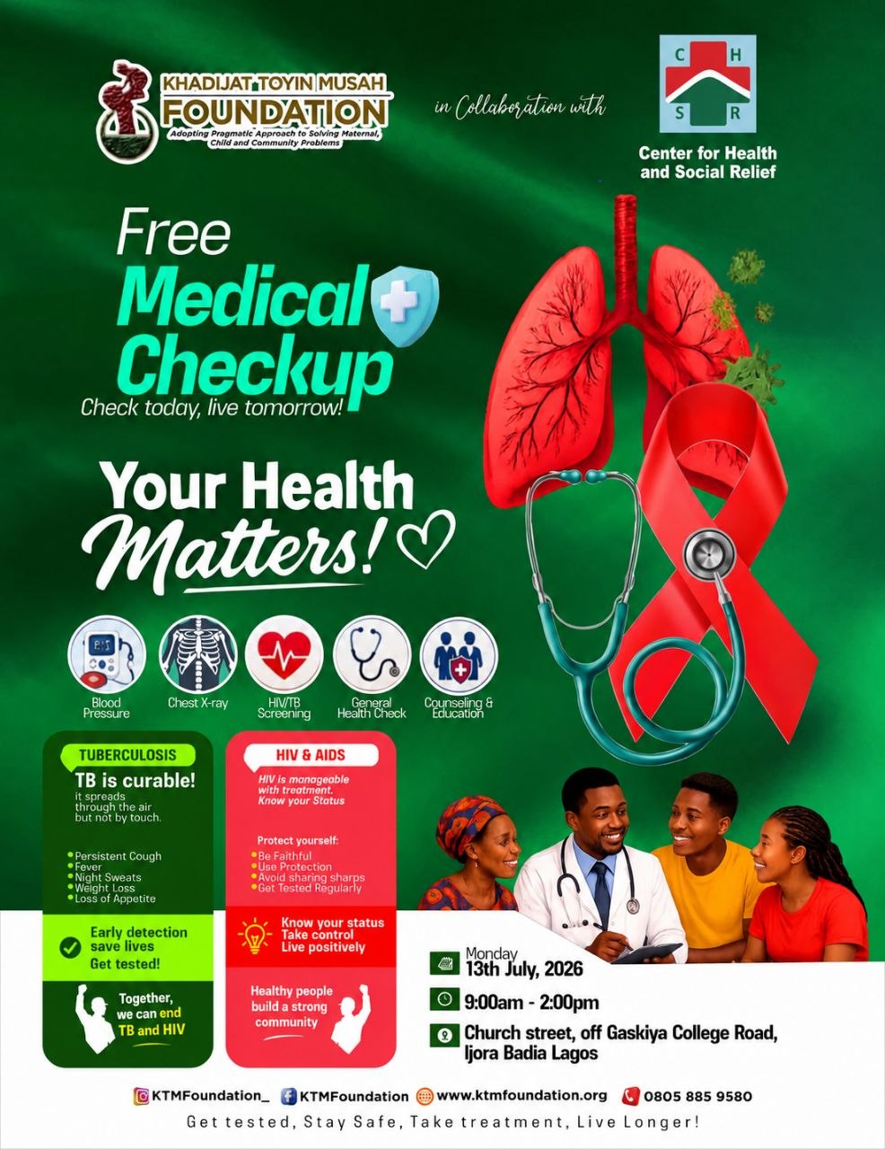 Community Outreach programs in Health Screening and Diseases Profiling between  Khadijat Toyin  Musah foundation in Collaboration with Centre for Health and Social Relief (CHSR). #2
